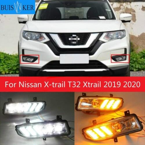 2PCS LED Daytime Running Light For Nissan X-trail T32 Xtrail 2019 2020 Waterproof ABS 12V Car DRL Fog Lamp Decoration