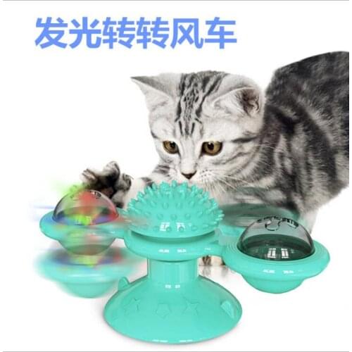 Windmill cat-toy Puzzle Whirling Turntable With Brush Cat Play Game Toys Windmill Kitten Interactive Toys Pet Supplies