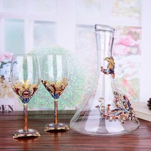 High-grade Enamel wine cup Decanter Set Glass Cups Crystal Champagne Glasses evening glasses for the hotel Party wedding gift