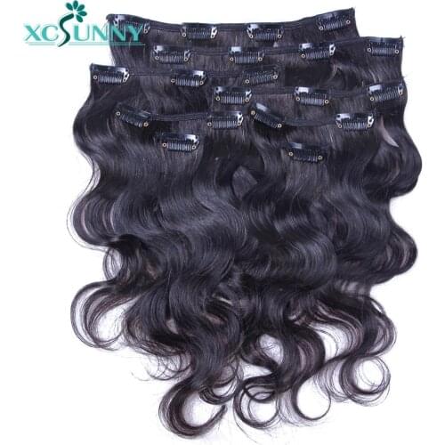 Body Wave Human Hair Clip In Extensions Remy Brazilian Natural Hair Clip Ins 120g/140g/240g 8Pcs/Set 10Pcs/Set xcsunny