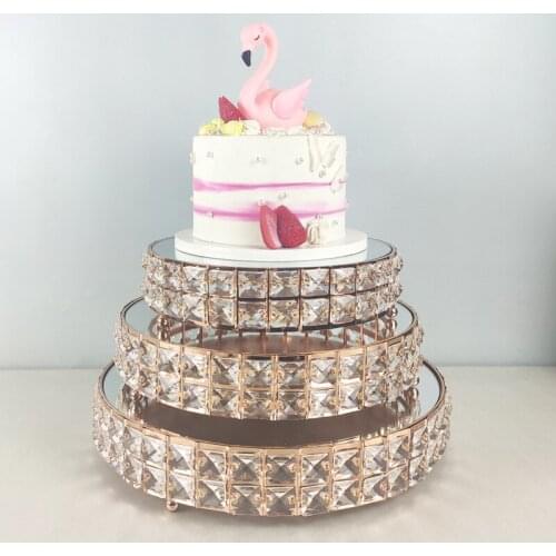 14inch Square crystal Galvanized golden lace mirror tray kitchen plate decoration cake tray