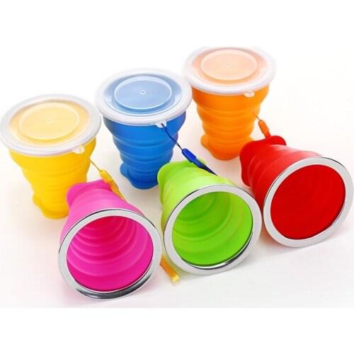 200-300ML Travel Cup Silicone Retractable Folding Cups Telescopic Collapsible Coffee Cups Outdoor Sport Water Cup 5PCS
