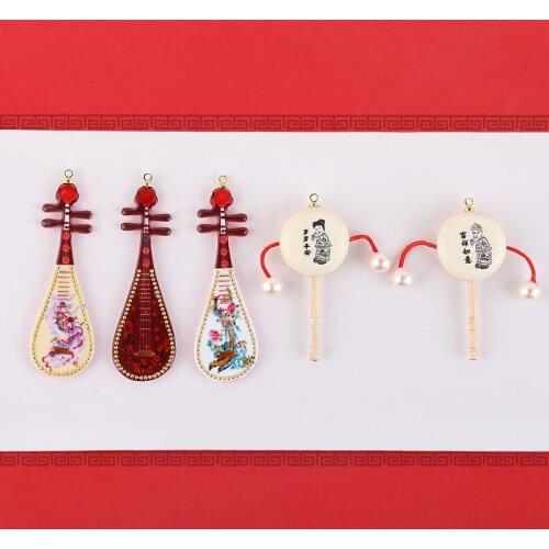 4pcs Pipa musical instrument Chinese style pendant baby rattle Earrings For Women Fashion Vintage DIY jewelry accessories