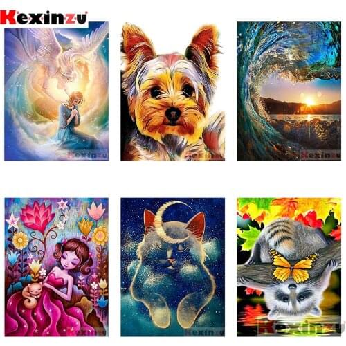 5D DIY Full Square / Round Diamond Painting Cross Embroidery Raccoon angel poodle cat Decor Stickers Puzzle Gift XD67