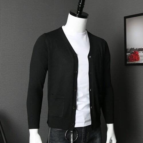 MRMT 2021 Brand Autumn Mens Wear Sweater Slim Solid Color Casual Jacket V-collared for Man Cardigan Sweater