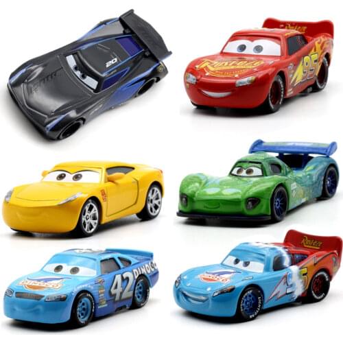 Disney 18 Style Pixar Cars 3 Lightning McQueen Jackson Storm Dinoco Cruz Ramirez 1:55 Diecast Metal Toys Model Car Birthday Gift