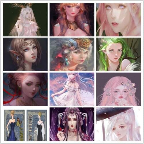 Character Illustration Anime European and American Girls Glamorous Diamond Painting Cross Stitch Inlaid Bead Embroidery Home