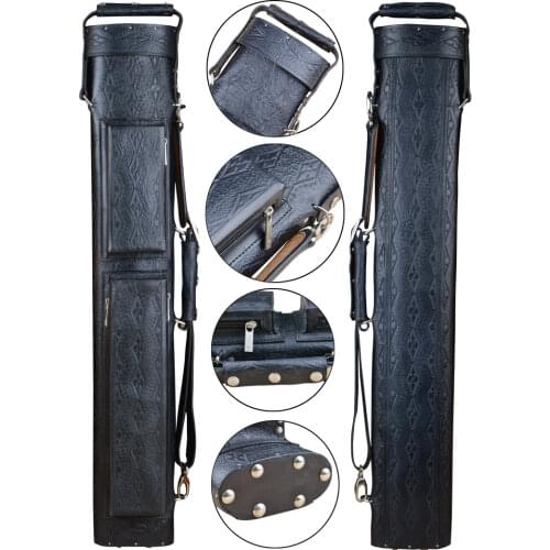 JFlowers JF6-C03 Billiard Case 6 Holes 2 Butts 4 Shafts 90*17.5cm Genuine Leather Case Oval Embroidery Bag Billiard Accessories