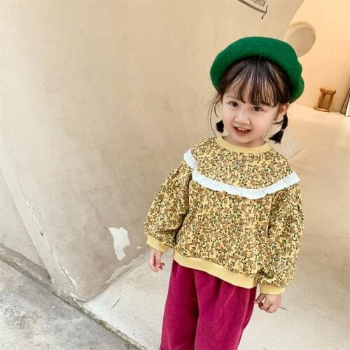 2021 Korea style girls boys printed sweatshirt autumn fashion cotton full sleeve kids t-shirt 1-7 years