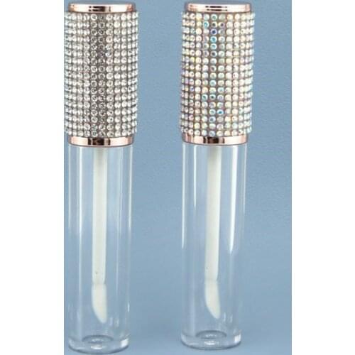 6ml Round Lip Gloss Tubes Transparent Bottle Body Plastic Empty Lip Gloss Containers With Rhinestones Filling Bottles