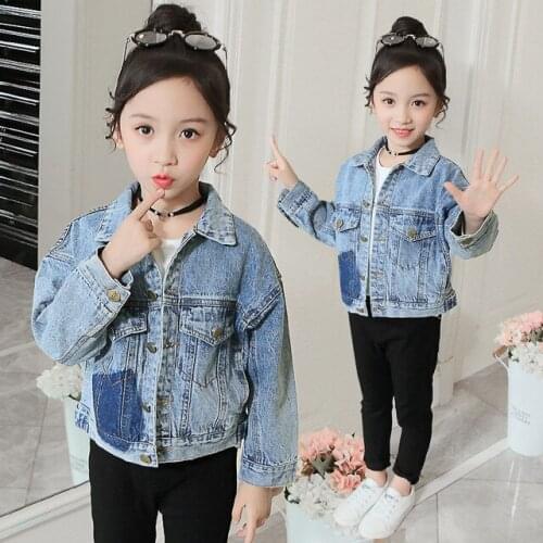 2 3 4 5 6 7 8 Y Girls Jackets Spring Autumn Korean Denim Jacket for Girls Kids Clothes High Quality Coat Toddler Baby Outerwear