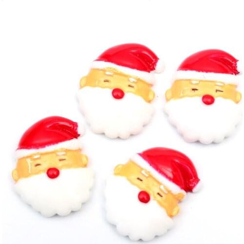 LF 10Pcs Santa Claus Resin Decoration Craft Flatback Cabochon Embellishments For Scrapbooking Kawaii Cute Diy Accessories