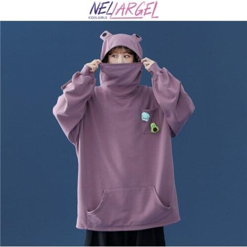 NELLARGEL Women Hooded Kawaii Designer Hat Hoodies 2021 Female Harajuku Y2k Streetwear Sweatshirts Girl Vintage Korean Hoodies