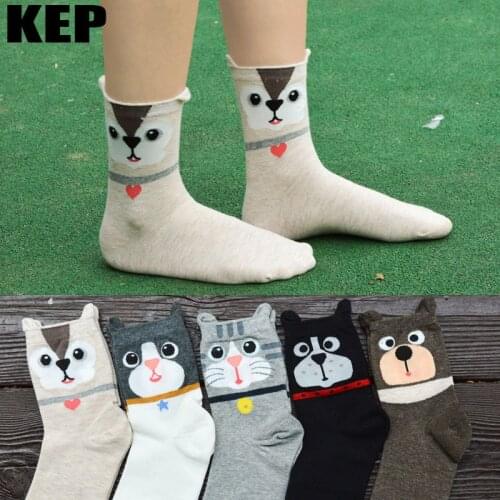 Fashion Female Comfortable Cotton Casual Women Socks Cartoon Cute Pug Dog Animal Printing Socks Funny Kawaii Female Girls Gifts