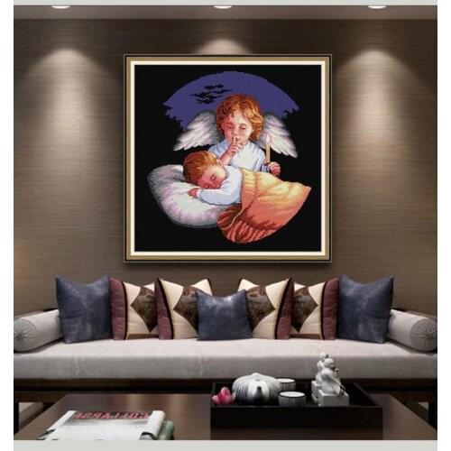 Angel Guardian Baby Sleep Pattern Cross Stitch Embroidery Kit 11CT14CT Manual Needlework Embroidery DIY Home Decoration Painting