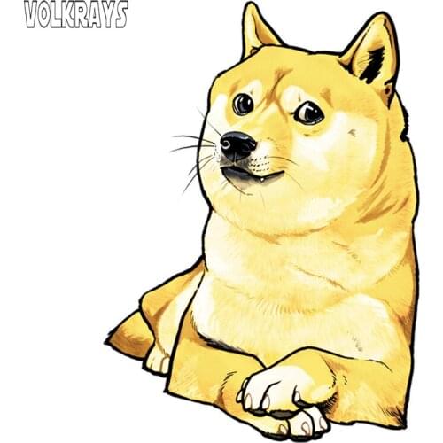 Volkrays Funny Car Stickers Shiba Inu Dog Sticker Waterproof Sunscreen Decals Decoration Accessories Vinyl,14cm*10cm
