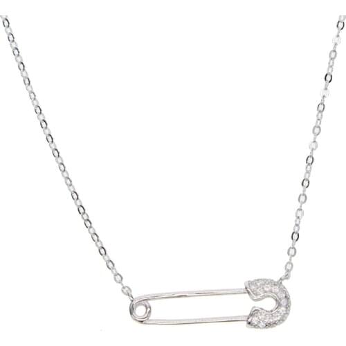 NEW arrived european women girl gift jewelry 100% 925 sterling silver minimal paperclip charm charming necklace lovely