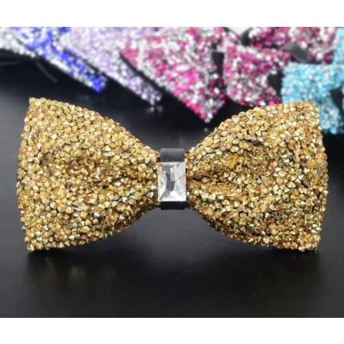 Ricnais New Bright Color Diamond Gypsophila Bow Tie Men Necktie For Business Wedding Party Gift Skinny Cravats Luxurious Bowtie