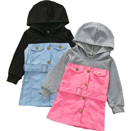 Adorable 2020 Spring Toddler Baby Girls Clothes Kids Long Sleeve Sweatshirt Hoodie Dress Overall Casual splice Dress