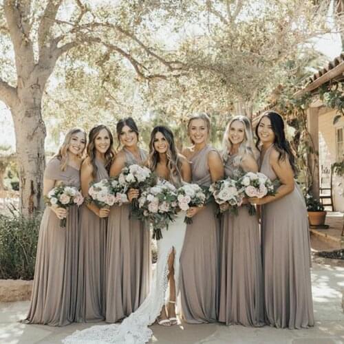 Taupe Bridesmaid Dress Infinity Short Dress Blue Multi Way Knee Length Dress Convertible Wrap Dress With V-Neck Style