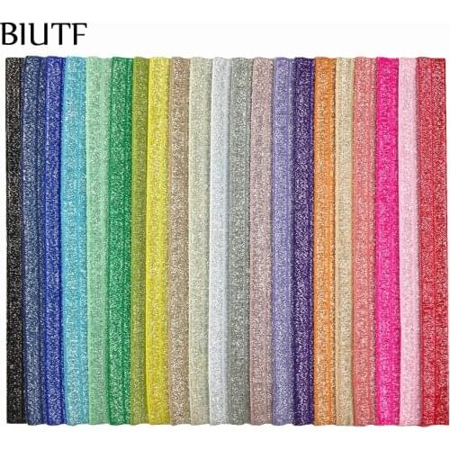 100pcs/lot 5/8'' (15mm) Tinsel Inlaid Stretchy Ribbon Headband Glitter Hairband Chic Headwear Fit All Age HB053