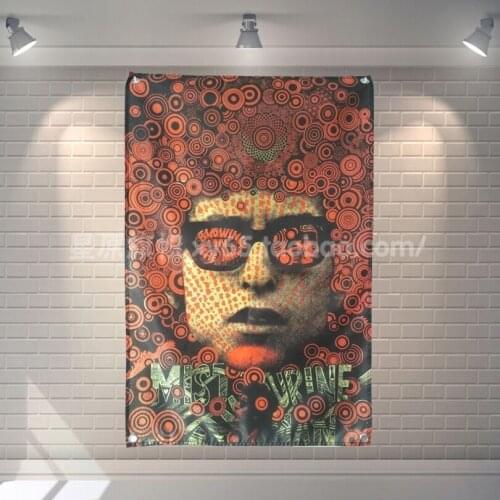 "BOB DYLAN" Retro Rock Band Poster Music Banners Piano Gallery Bedroom Decor Hanging Art Waterproof Cloth Polyester Fabric Flags