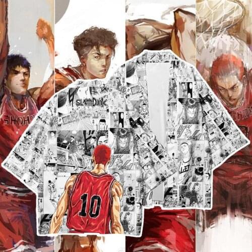 Japanese Anime T-Shirt Hip Hop Robes Gown Loose Kimono Yukata Men Harajuku Style Fashion Cardigan Comic Coat Jackets Streetwear