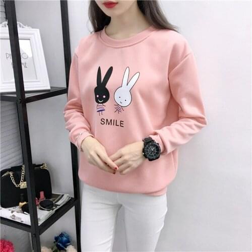 Loose Cartoon Rabbit Autumn Oversized Sweatshirt Winter O-necke Long-sleeve Sweatershirt Thick Dropshipping 2020 New Arrivals