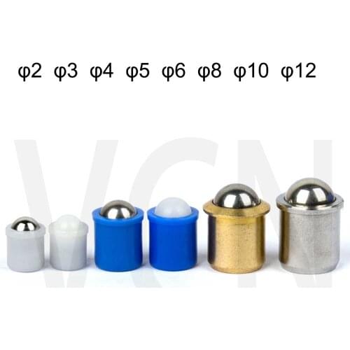 VCN410 ball plunger Spring Plungers smooth model with collar and ball stainless steel brass plastic POM all in stock