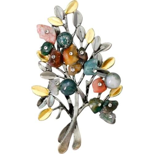 Vintage Women Christmas Tree Colorful Rhinestone Brooch Pin Breastpin Badge