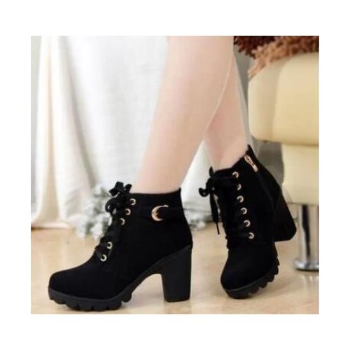 2021 Fashion New Autumn Winter Women Boots High Quality Solid Lace-up European Ladies Leather Fashion Boots Free Shipping