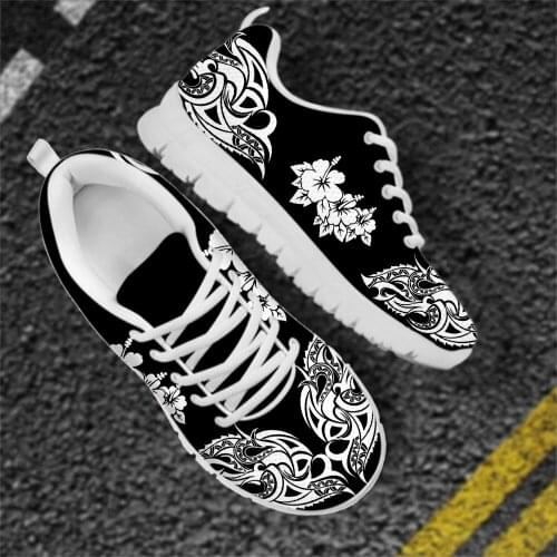 WHEREISART Womens Flat Shoes Traditonal African Flower Hibiscus Design Flats Autumn Ladies Comfortable Mesh girlDropshipping