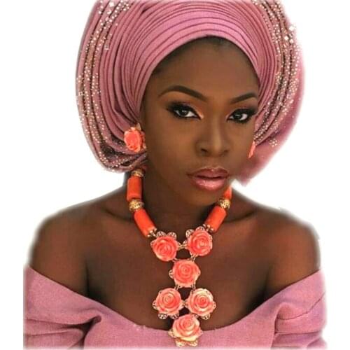 Original Coral Beads Jewelry Set for Nigerian Weddings Flowers African bridal Jewelry Sets For Women Costume Jewellery Necklace