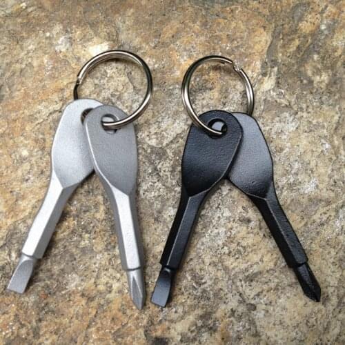 1 Set EDC Multifunction ScrewdriverKeychain Key Shape Precision Cast Steel Mini Slotted Screwdrivers Keychain Pocket Repair Tool