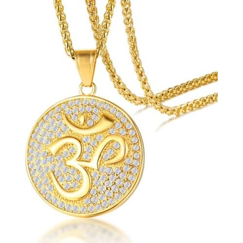 2021 Stainless Steel Inlaid Rhinestone Orm Gold Europe And America Style And Domineering Pendant Necklace Suitable For Men