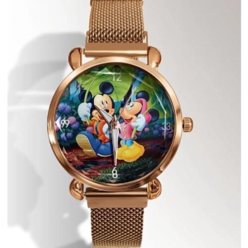 2021New Anime Cartoon Women Watch Reloj Fashion Mesh Band Magnet Buckle Bracelet Quartz Watches Cute Boy Girl Like Clock Часы