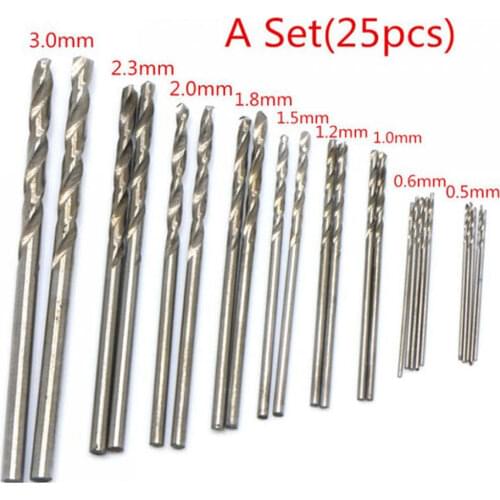 25pcs/set Micro Drill Bits Set 0.5mm~3mm (0.019"~0.118") For PCB Crafts& Jewelry