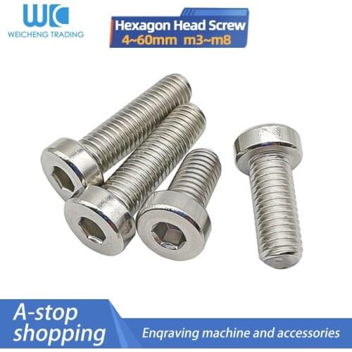 304 Stainless Steel Hexagon Socket Head Screws M3 M4 M5 M6 M8 M10 Thin Head Hexagon Head Screws