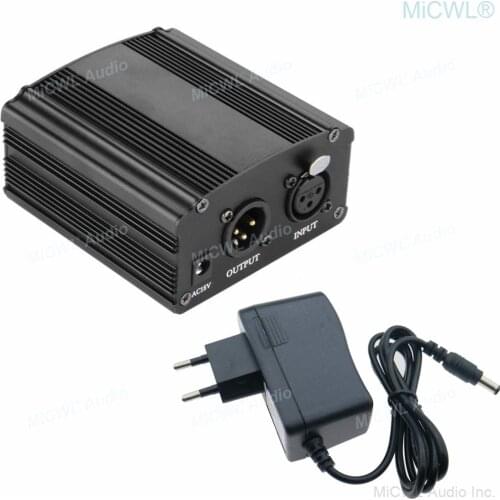 48V Phantom Power Supply For Condenser Recording Microphone input 100V-240V Euro US Ru Au power adapter