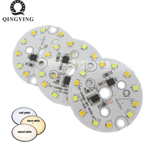 50pcs 5W 7W 2835 SMD AC 220v Lamp Plate WW+CW Two Color Temperature Adjustable LED PCB Integrated IC Driver For LED Bulb