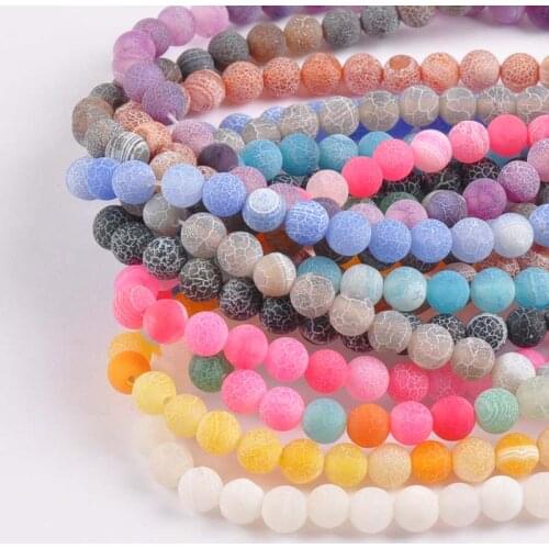 8mm 20pcs Mysterious Nature Stone Frost Cracked Dream Fire Dragon Veins Agat Beads fashion jewelry TRS0256X