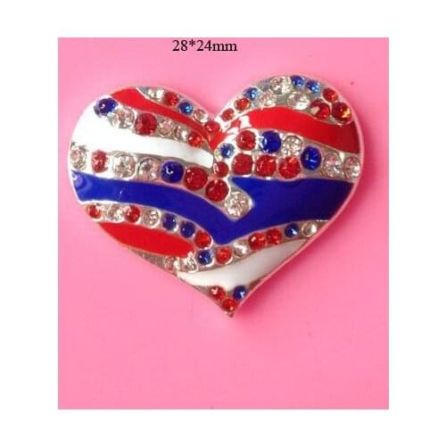 Free shipping 28*24mm flatback zebra heart rhinestone button for DIY 50PCS/LOT(BTN-5469)