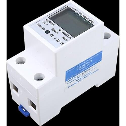 DDS528L LCD Single Phase Energy Meter Watt Wattmeter 230V AC 50Hz Electric Din Rail High Precision Digital Display Backlight