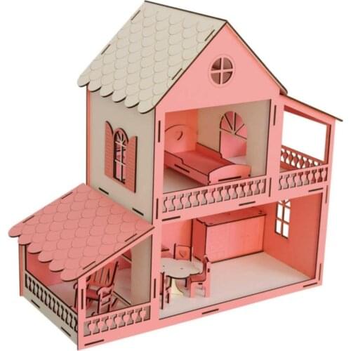 Wood Barbi Baby Play House 2 Layer Items Included 45 Cm