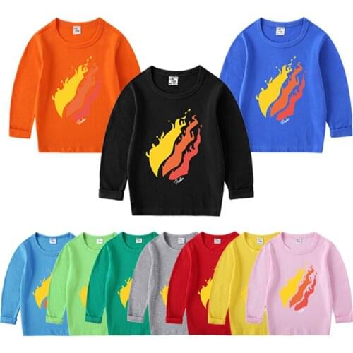 Children Clothing T-Shirt Tops Boys Girls Casual Long Sleeve Cotton Spring Autumn Costume Fashion Print O-Neck Clothes