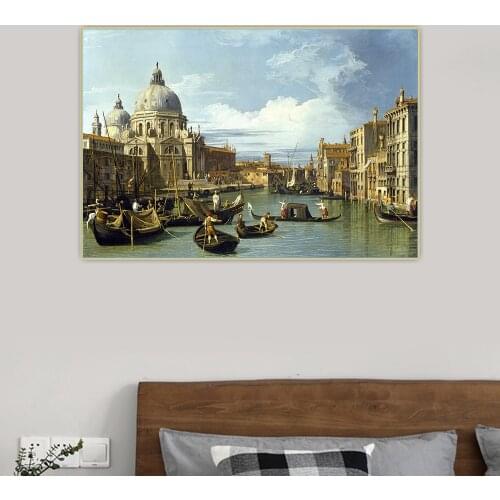Citon Canaletto《The Entrance to the Grand Canal,Venice》Canvas Art Oil Painting Artwork Poster Picture Wall Decor Home Decoration
