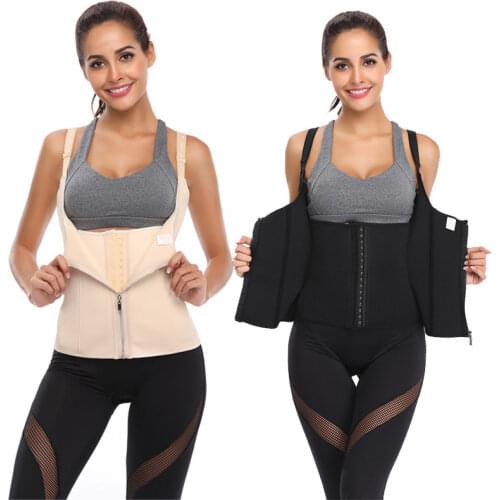 Women Neoprene Latex Waist Trainer Corset Open Bust Body Shaper Ultra Sweat to Lose Weight Tummy Control Zipper & Hook Shapewear
