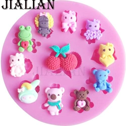 Cat , Bear , Frog, Rabbit chocolate Party cake decorating tools DIY baking fondant silicone mold baking utensils T0114