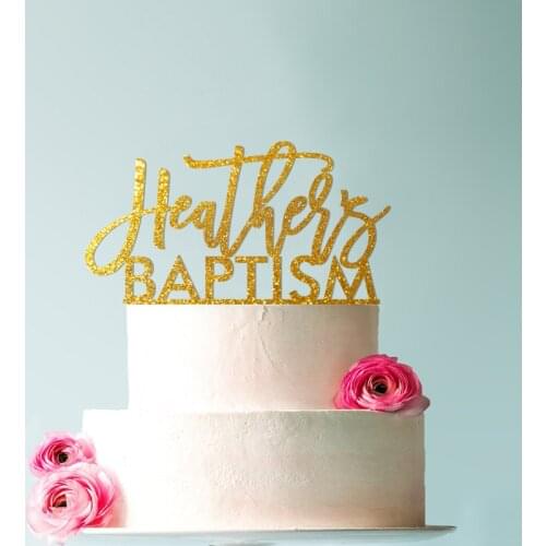 Baptism Name Cake Topper, 6" inches wide, Laser Cut Cake Topper, Wood Cake Topper, Unique Cake Topper