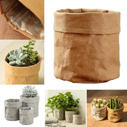 Succulents Planter Pot Washable Kraft Paper Flowerpot Creative Desktop Flower Pots Reuseable Multifunction Storage Bag 3 Sizes